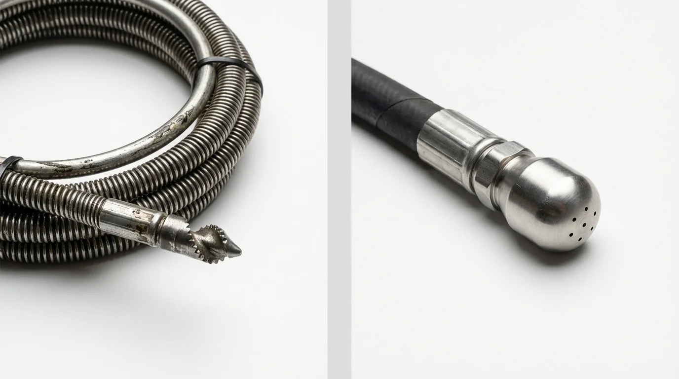 Drain snake cable and hydro jetting nozzle used for drain cleaning in Athens, PA