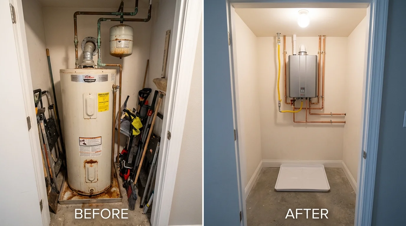 Tank water heater versus wall-mounted tankless unit comparison for Athens, PA homeowners